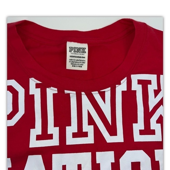 HP🏆 Victoria's Secret Pink Nation Holiday Campus Cropped Long‎ Sleeve Tee, XS - Picture 2 of 3